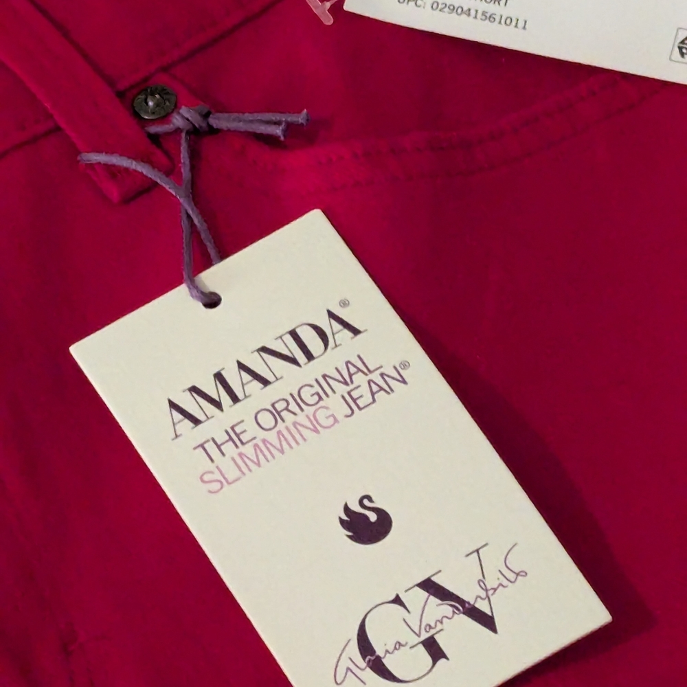 Gloria Vanderbilt Amanda Red Slimming Jeans Pants 12P Short Cotton Blend 5Pocket - Picture 4 of 7